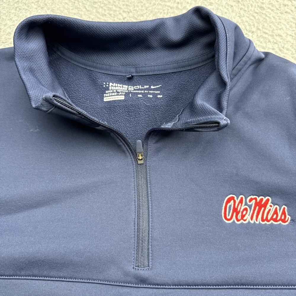 Ole Miss Rebels Nike Golf Therma Fit 1/4 Zip Sweatshirt Mens XXL 2XL Blue NCAA